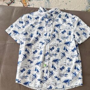 Vineyard Vines Kids Nautical Blue and White Button Down Shirt